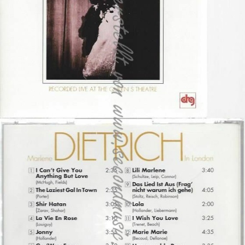 CD--MARLENE DIETRICH | --MARLENE DIETRICH RECORDED LIVE