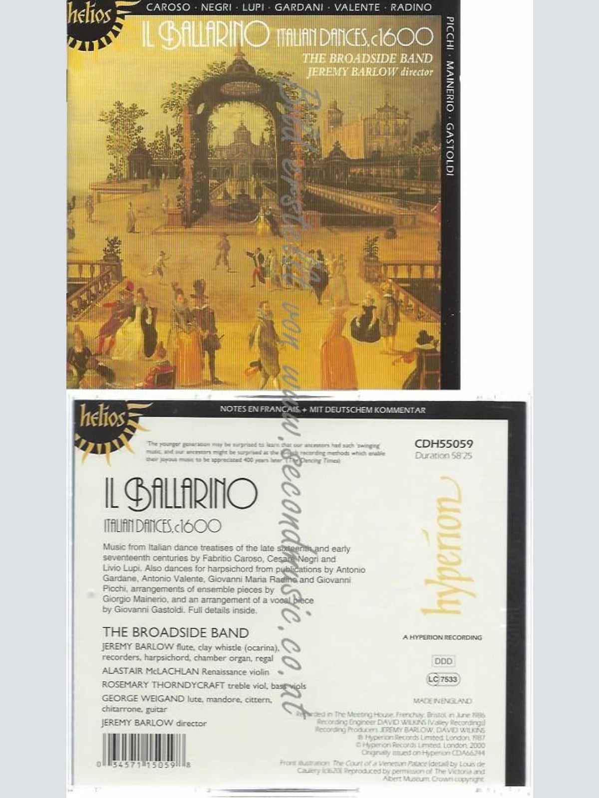 CD--BARLOW, BROADSIDE BAND, HELIOS - IL BALLERINO (ITALIENISCHE TÄNZE