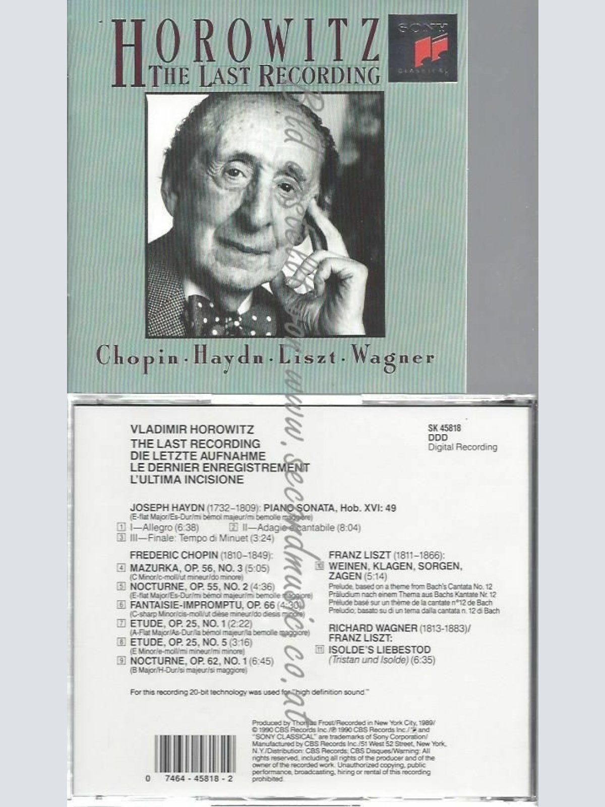 CD--VLADIMIR HOROWITZ | --LAST RECORDING