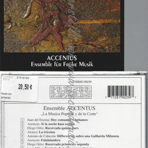 CD--ENSEMBLE ACCENTUS,  . | --LA MUSICA POPULAR Y DE LA CORTE