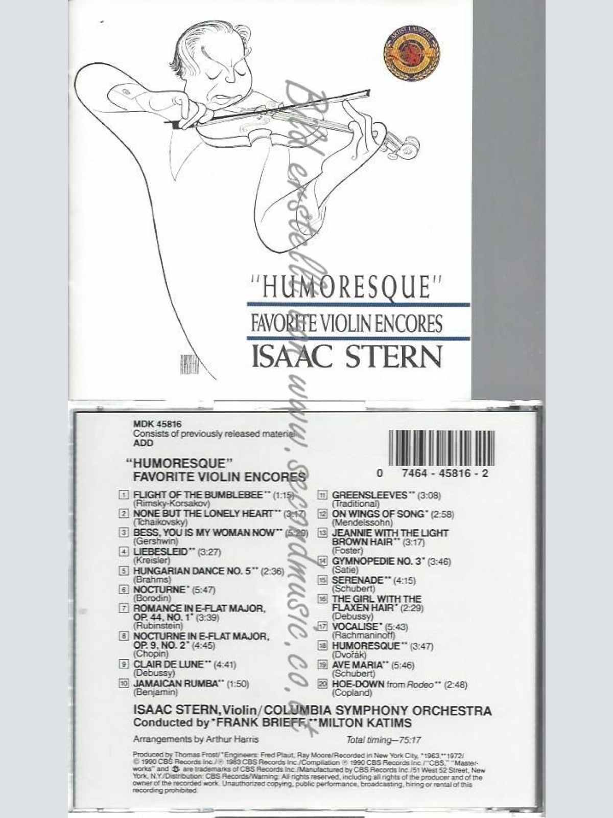 CD--ISAAC STERN | --HUMORESQUE-VLN ENCORES