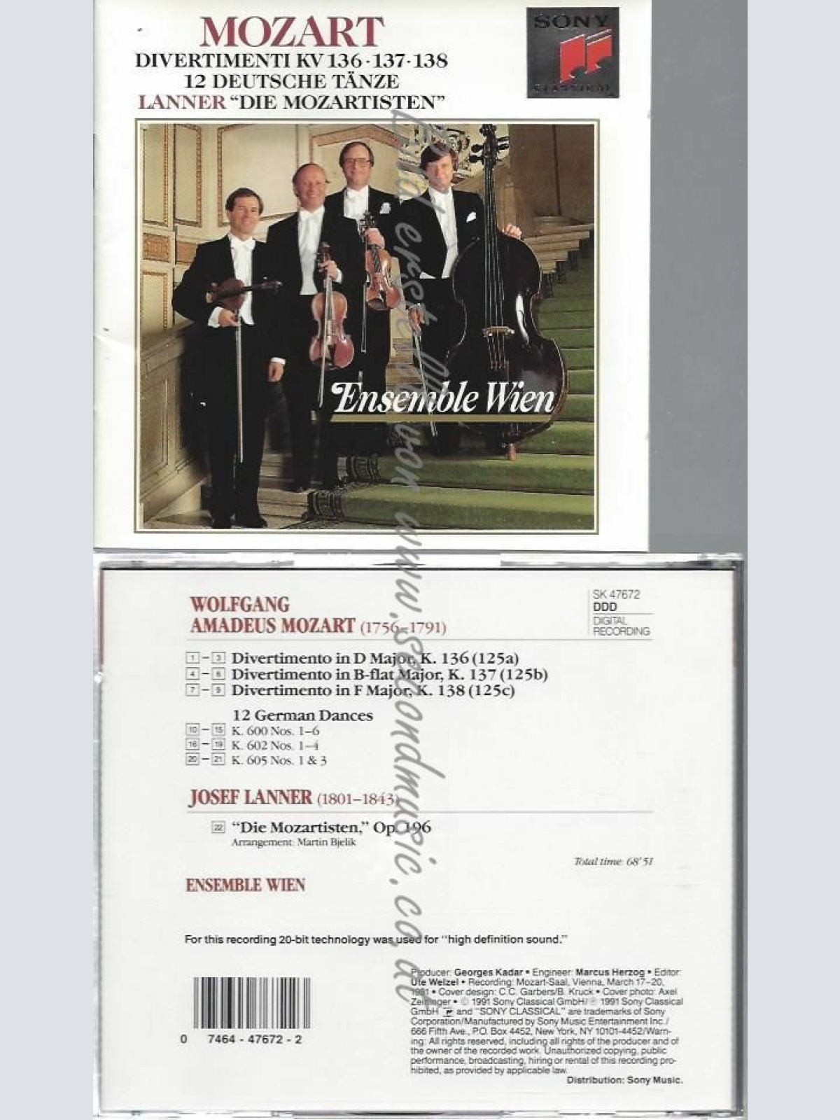 CD-- GERMAN DANCES/ ENSEMBLE WIEN | --MOZART:DIVERTIMENTI