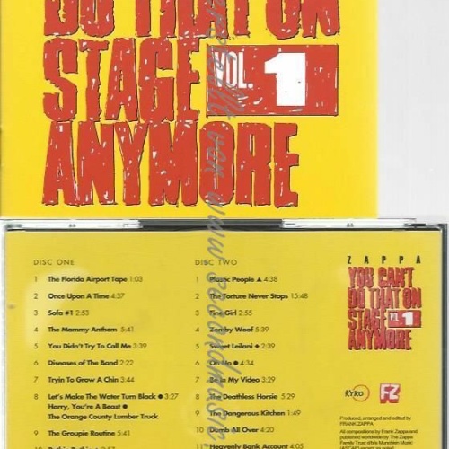 CD--FRANK ZAPPA | --YOU CAN'T DO THAT ON STAGE ANYMORE VOL.1