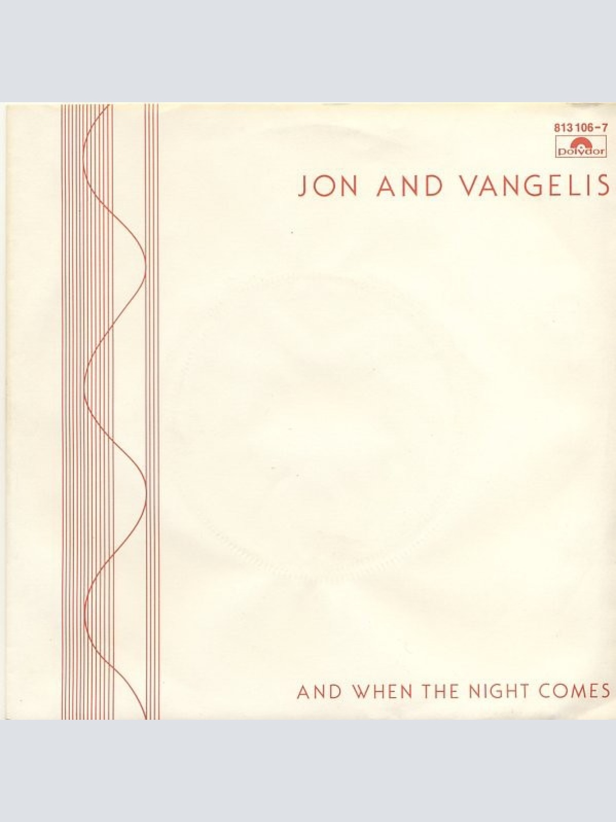 7", Single Jon And Vangelis* - And When The Night Comes