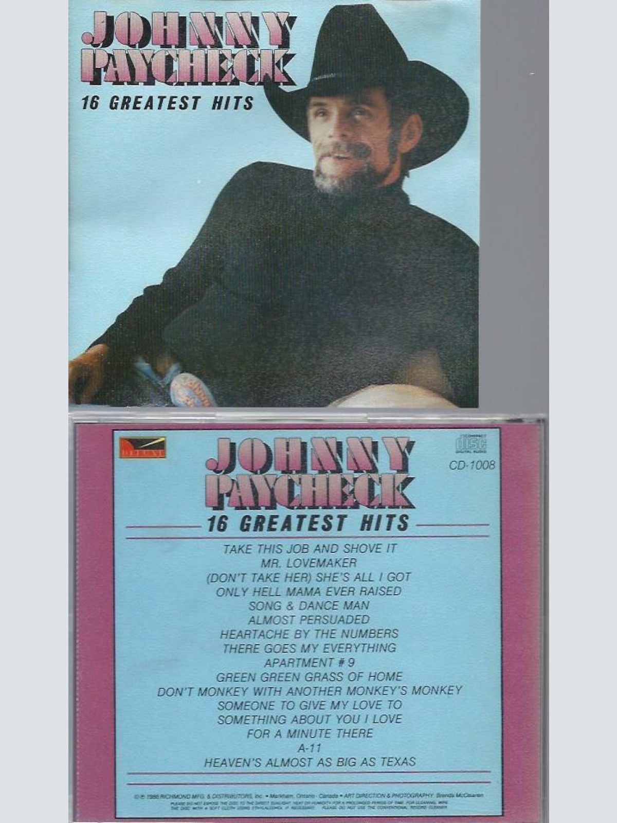 CD -- Johnny Paycheck  16 Greatest Hits  // US