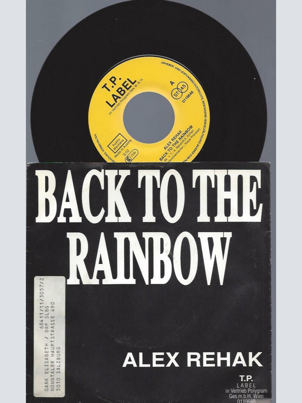7"    Alex Rehak  Back To The Rainbow