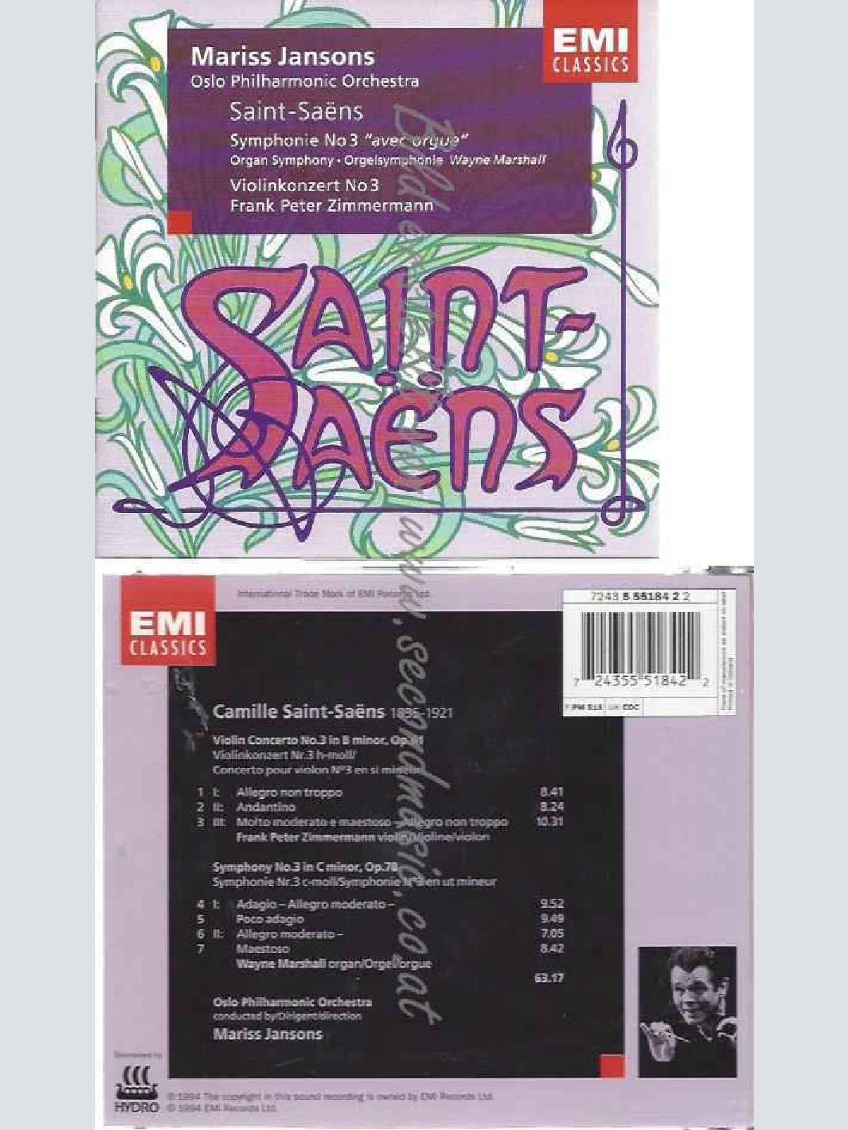 CD--SINFONIE 3/ ZIMMERMANN, JANSONS, ET AL.--VIOLINKONZERT 3