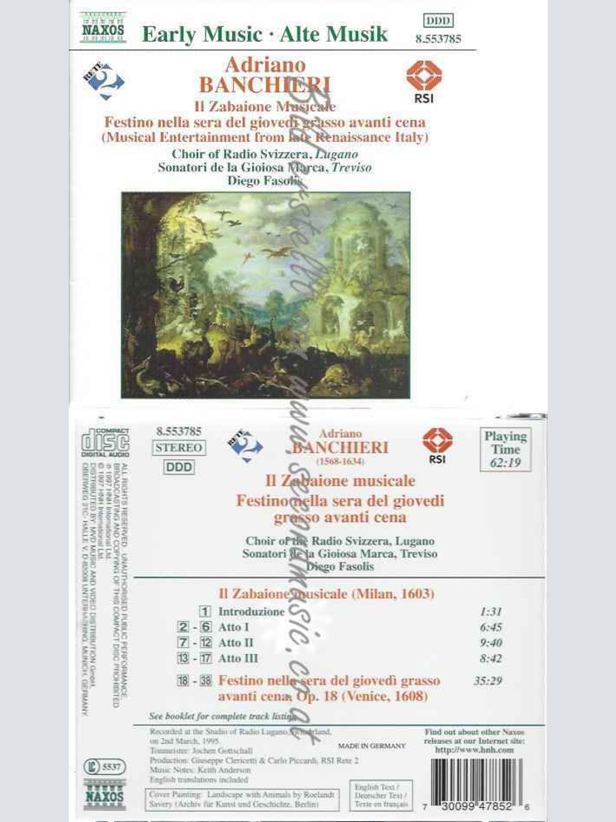 CD--FASOLIS, CHOR RADIO SVIZZERA, ET AL.--BANCHIERI ZABAIONE FASOLIS