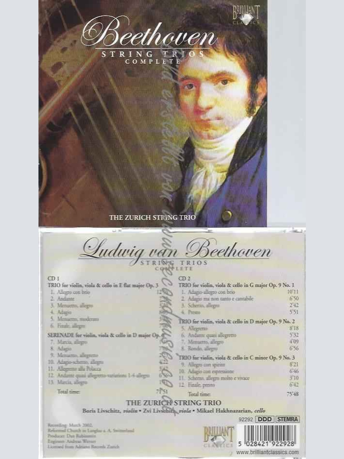 CD--ZÜRICHER STREICHTRIO UND LUDWIG VAN BEETHOVEN--  SÄMTLICHE STREICHTRIOS
