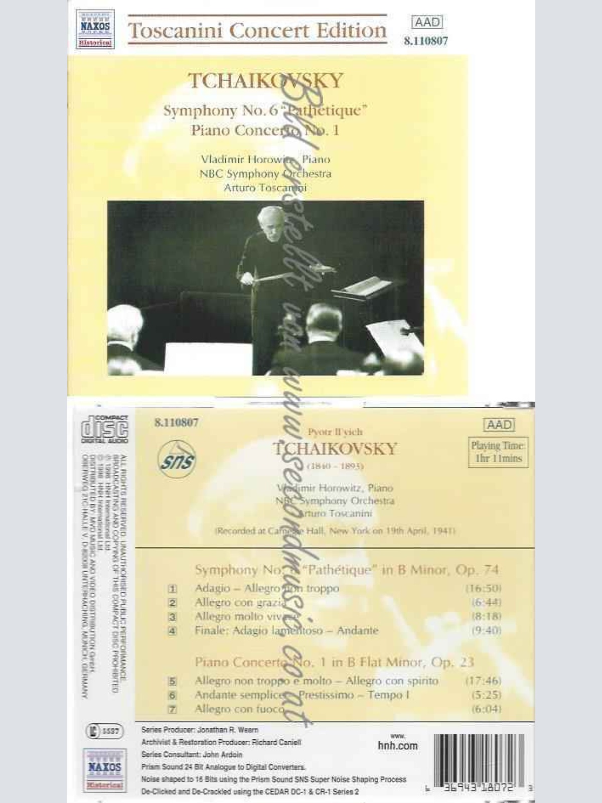 CD--TOSCANINI, HOROWITZ -TOSCANINI CONCERT EDITION: TSCHAIKOWSKY