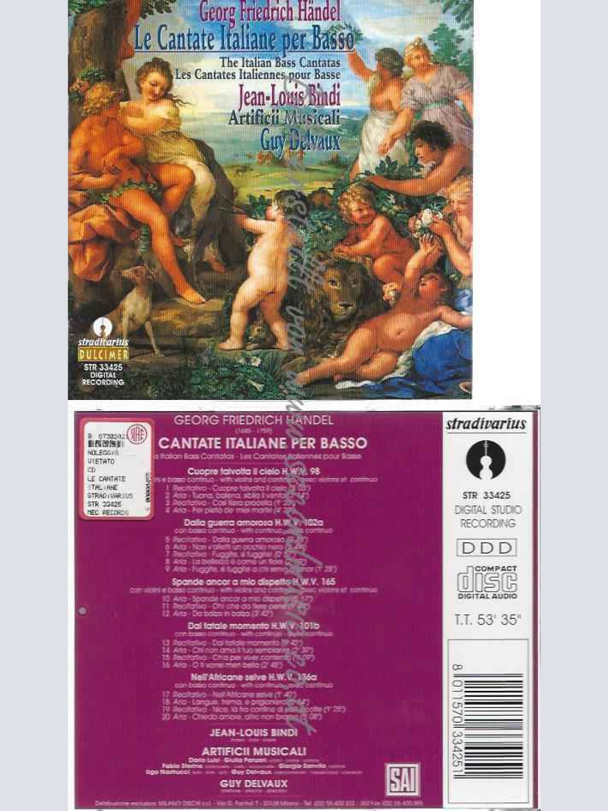CD--BINDI, DELVAUX, ET AL.--CANTATE ITALIANE PER BASSO