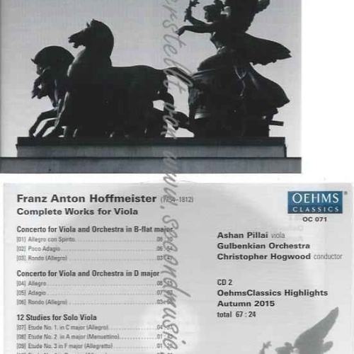 CD--Hoffmeister: Sämtliche Werke für Viola / OehmsClassics Highlights 2015