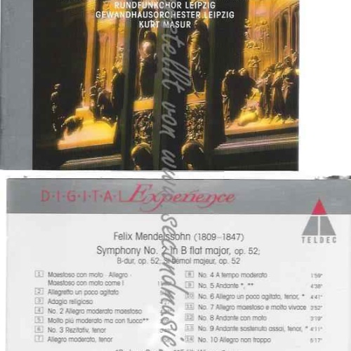 CD--KURT MASUR, BARBARA BONNEY, ET AL.--MENDELSSOHN: SYMPHONY NO. 2