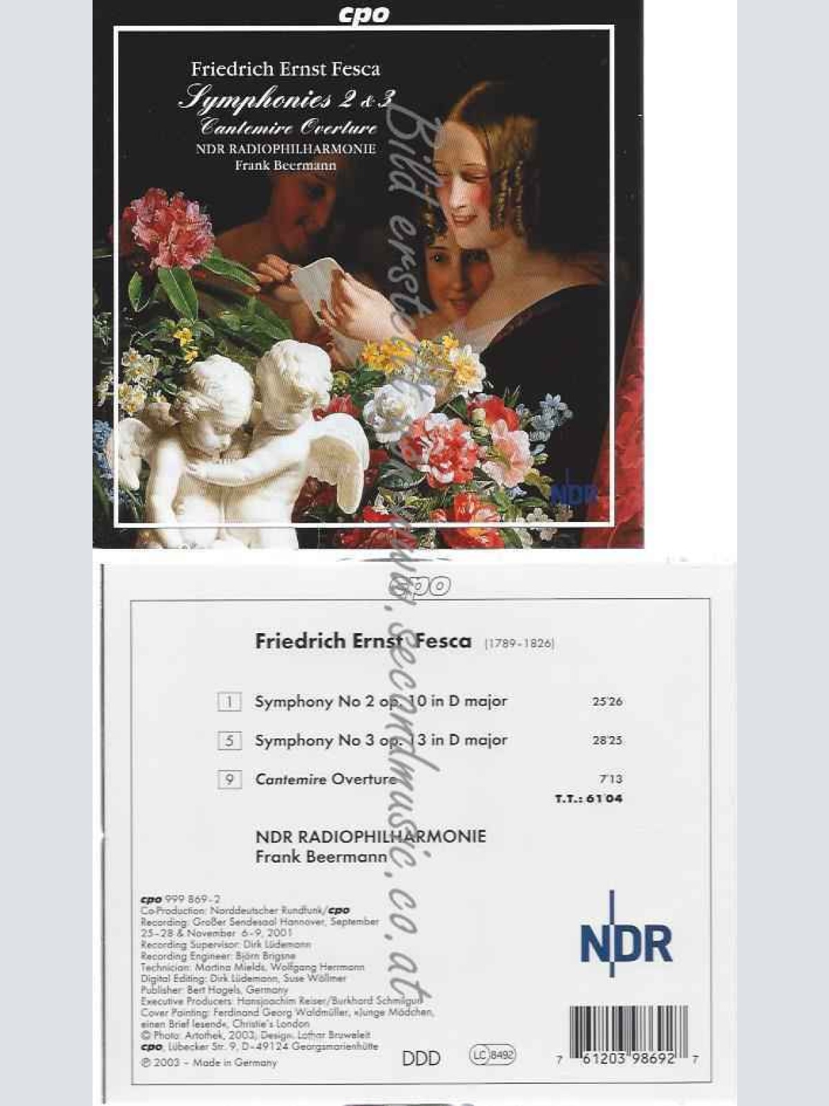 CD--FRIEDRICH ERNST FESCA, -SYMPHONIES NO 2 OP. 10, NO 3 OP. 13