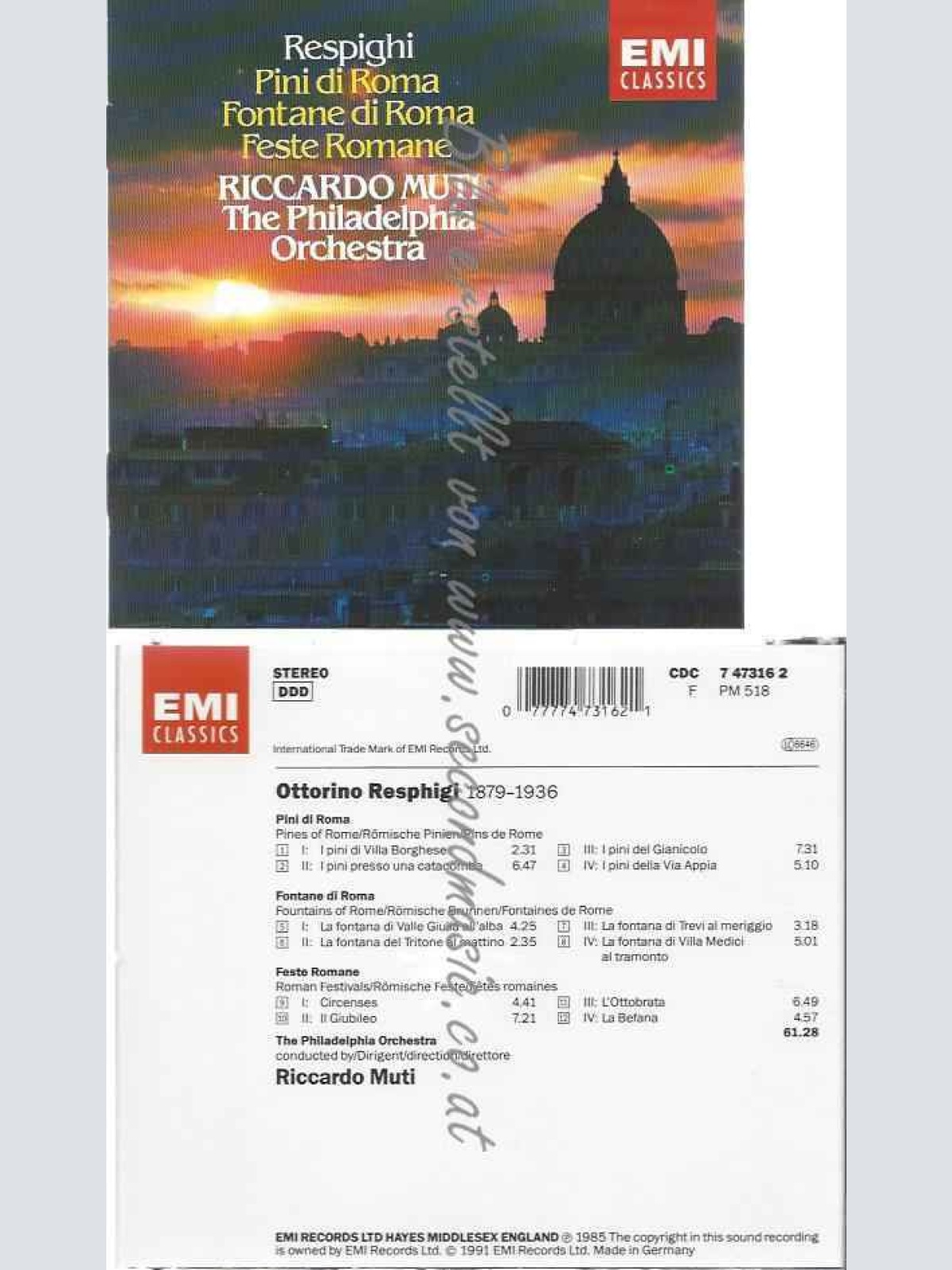 CD--OTTORINO RESPIGHI,   FONTANE DI ROMA, FESTE ROMANE