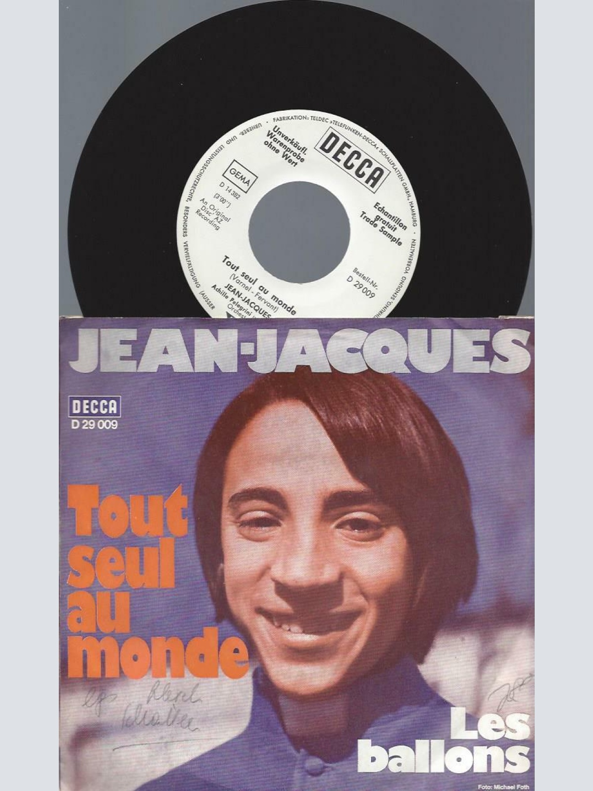 7"   Jean-Jacques  Tout Seul Au Monde  / Promo