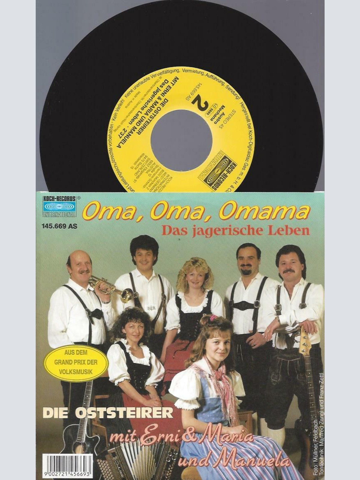 7" Die Oststeirer Mit Erni & Maria Und Manuela – Oma, Oma, Omama  //NM