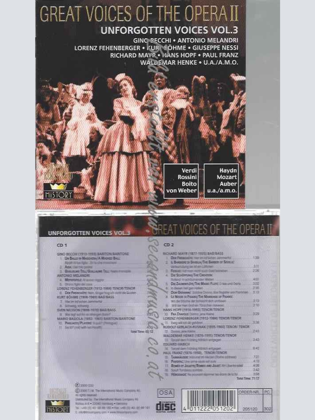 CD--GREAT VOICES OF THE OPERA II: Unforgotten Voices Vol. 3