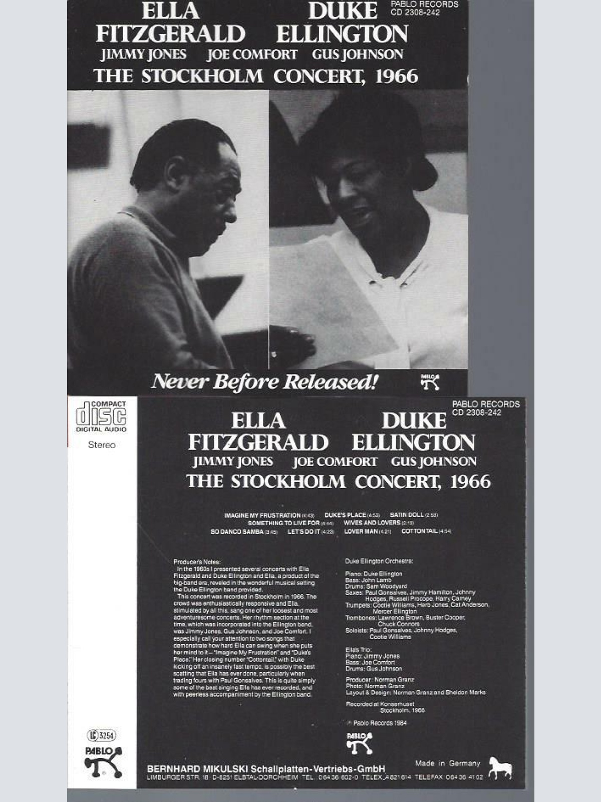 CD--Ella Fitzgerald / Duke Ellington – The Stockholm Concert, 1966