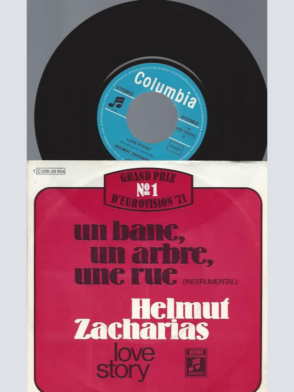 7"Helmut Zacharias – Un Banc, Un Arbre Une Rue