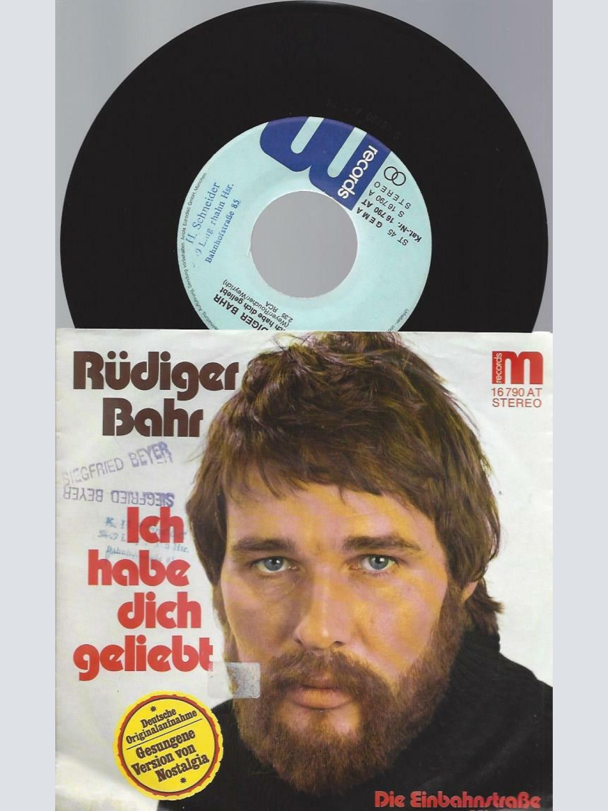 7" Rüdiger Bahr – Ich Habe Dich Geliebt