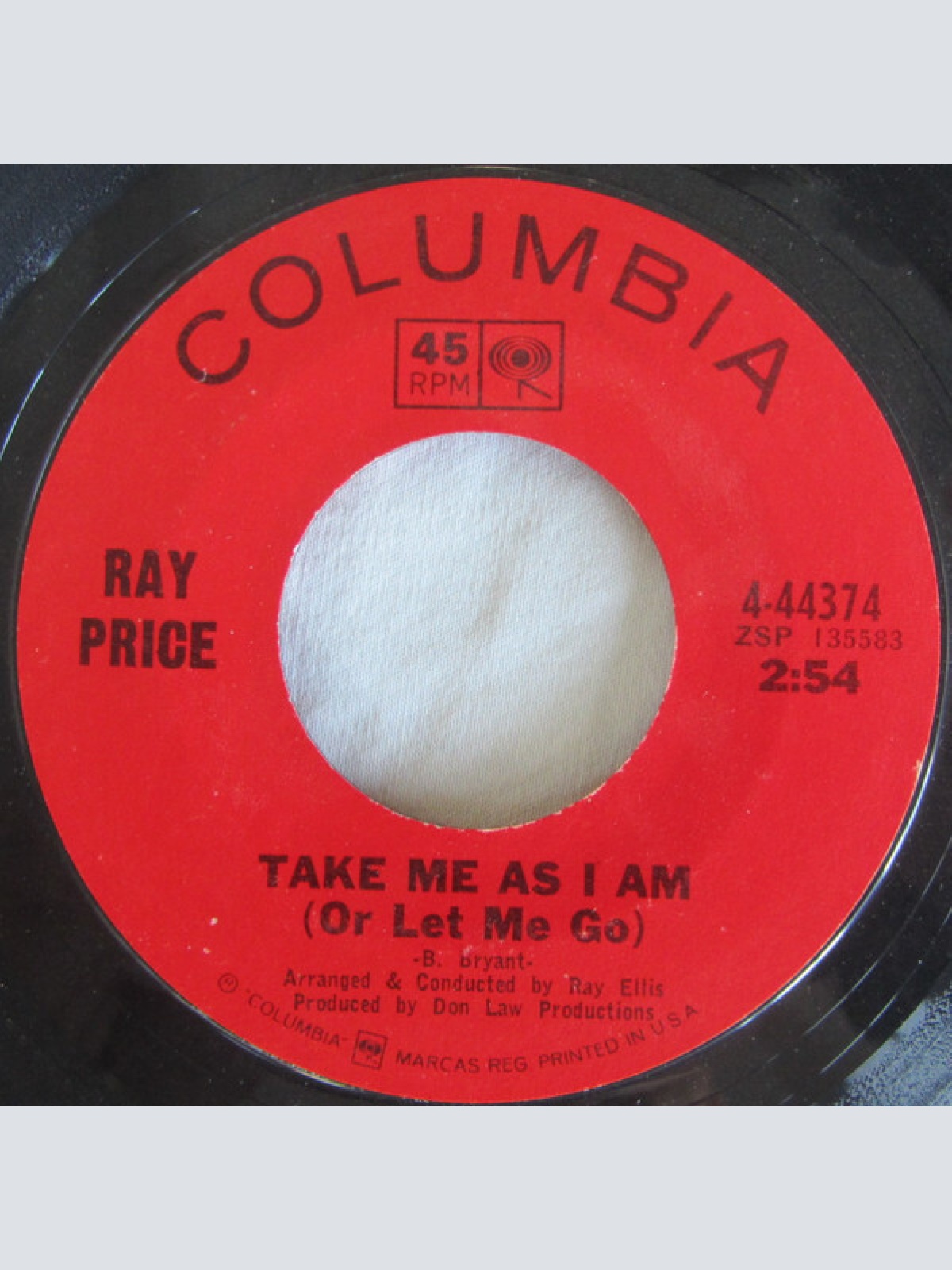 7" Ray Price - Take Me As I Am (Or Let Me Go) / In The Summer Of My Life