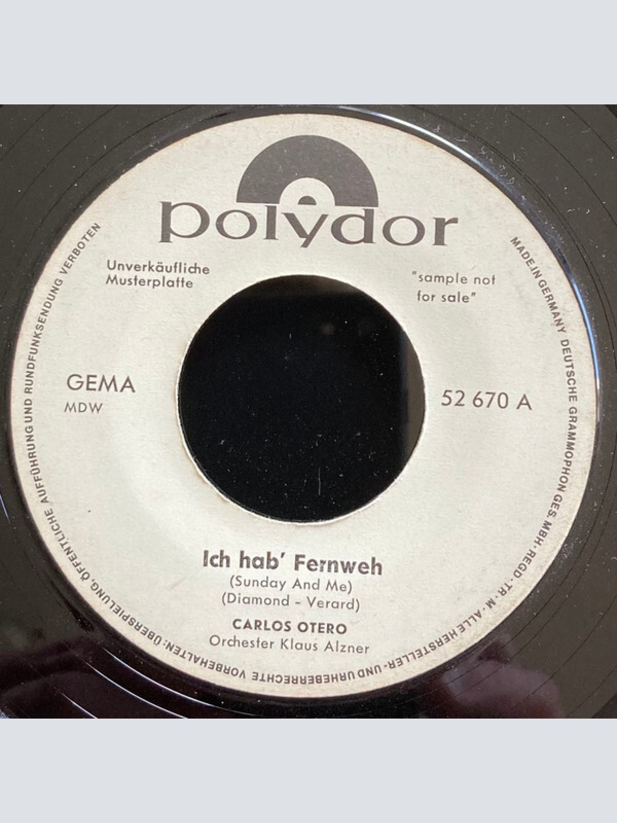 7", Single, Mono, Promo Carlos Otero - Ich Hab Fernweh
