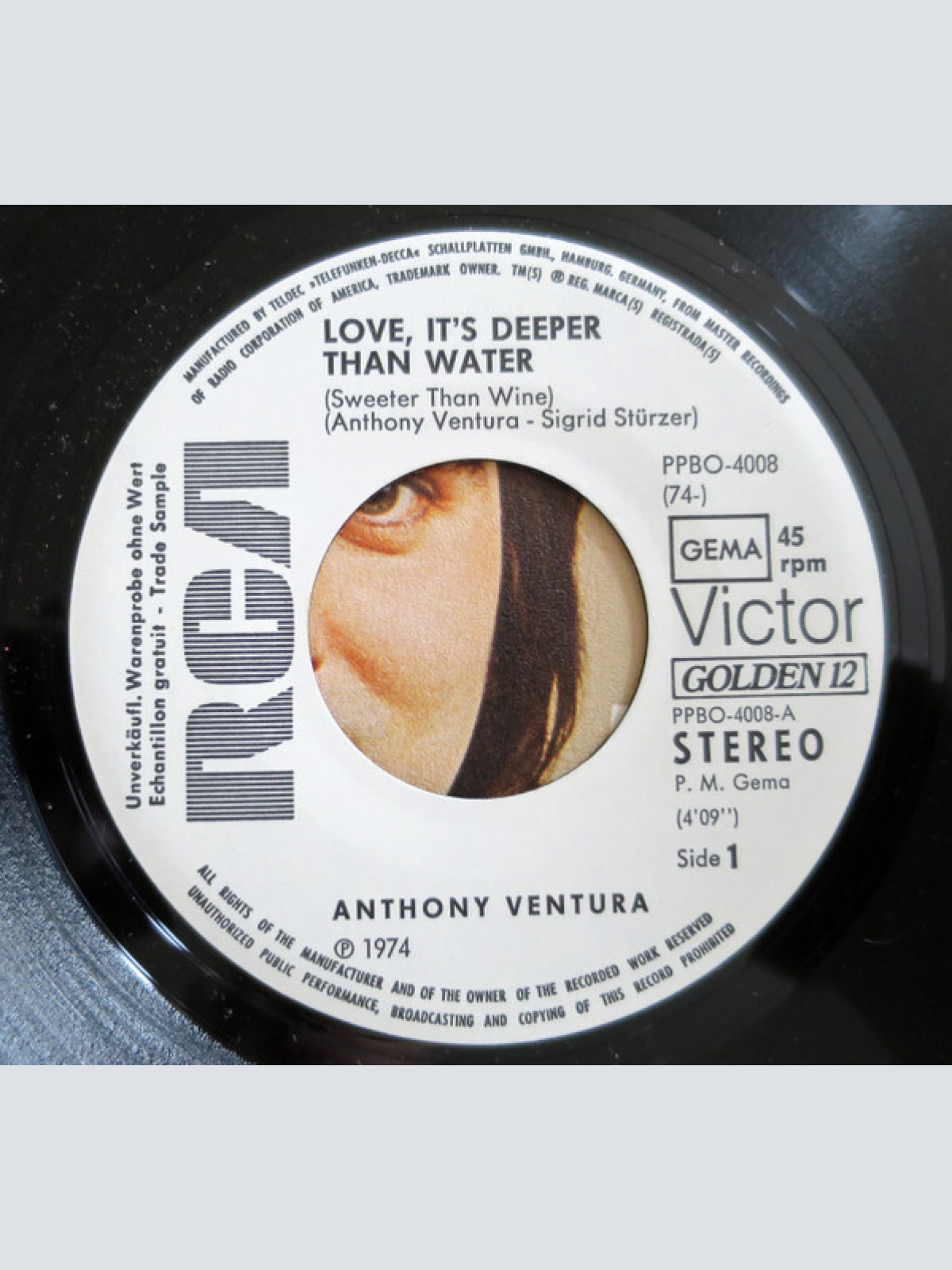 7", Single, Promo Anthony Ventura - Love, It's Deeper Than Water (Sweeter Tha...