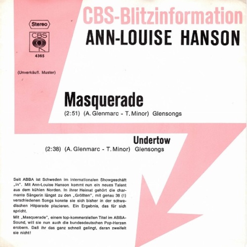 7", Single, Promo Ann-Louise Hanson - Masquerade