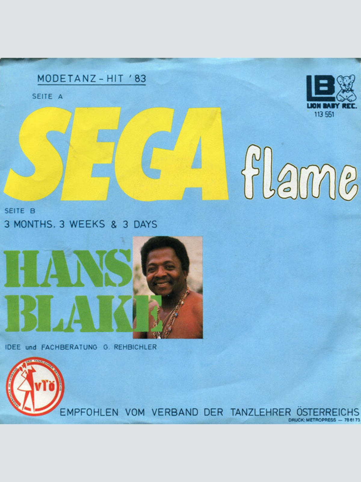 7", Single Hans Blake - Sega Flame