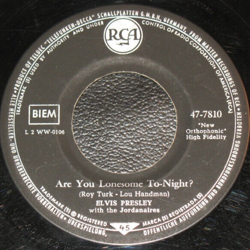 7" Elvis Presley - Are You Lonesome Tonight?