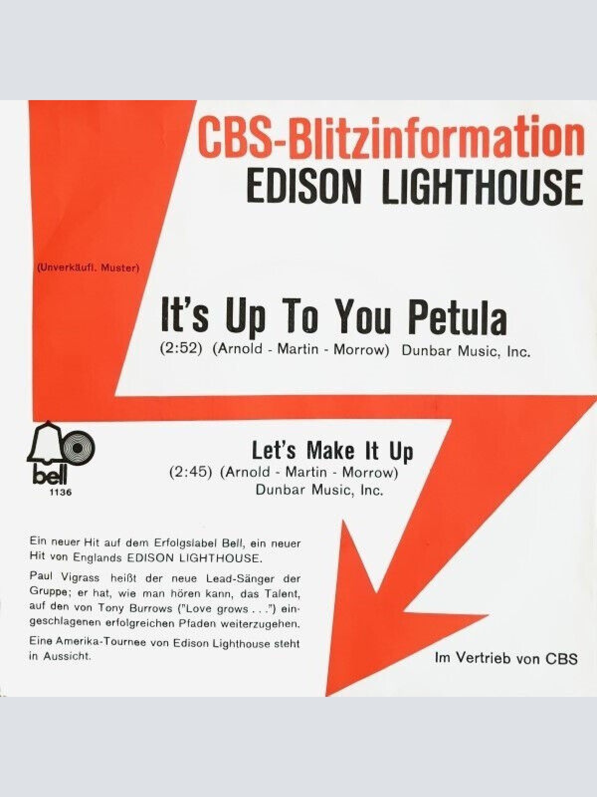 7", Single, Promo Edison Lighthouse - It's Up To You Petula