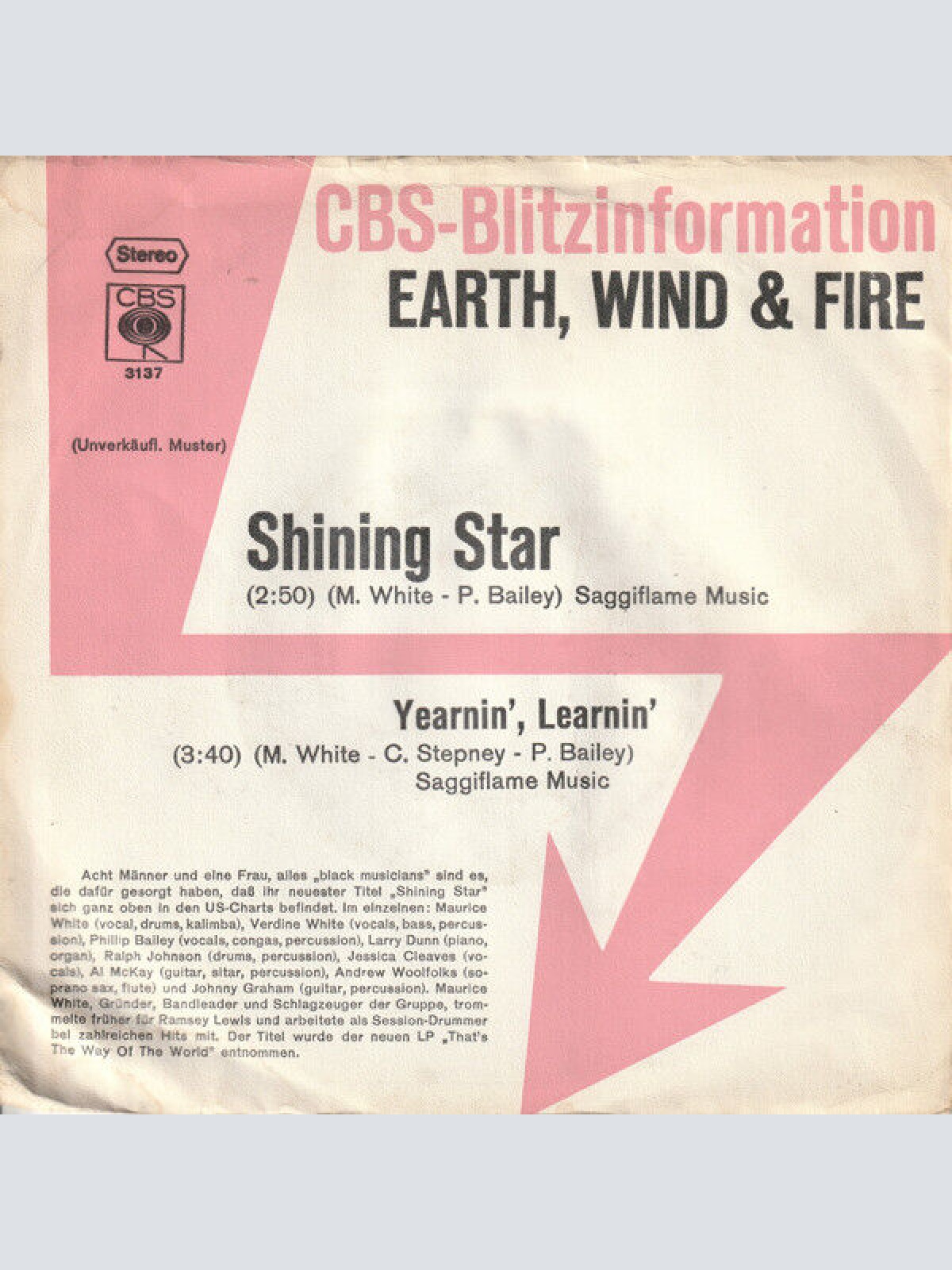 7", Single, Promo Earth, Wind & Fire - Shining Star