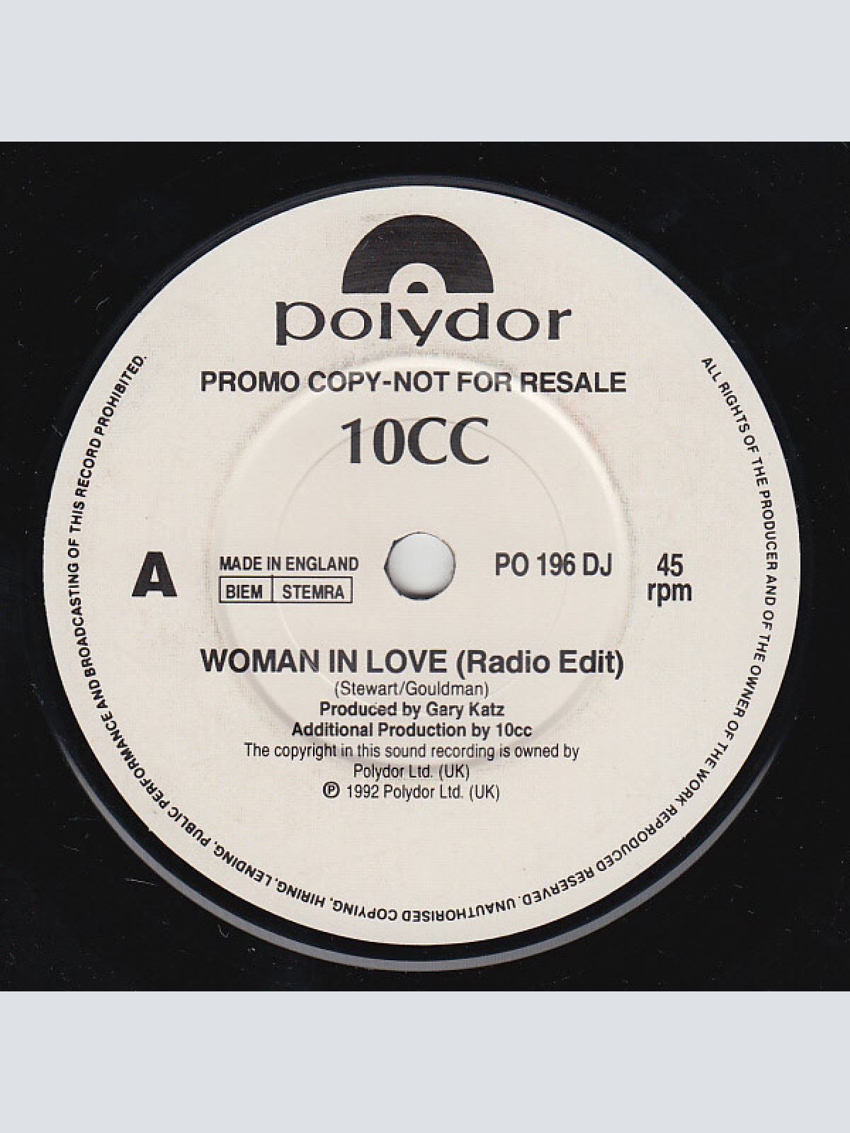7", Single, Promo 10cc - Woman In Love