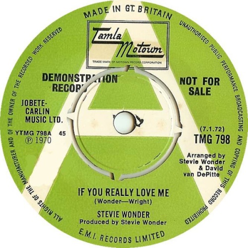 7", Promo Stevie Wonder - If You Really Love Me / Think Of Me As Your Soldier