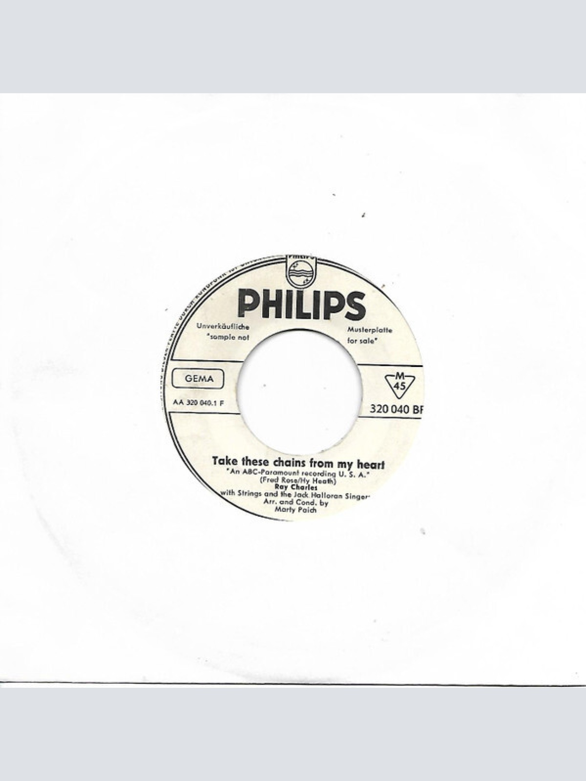 7", Single, Promo Ray Charles - Take These Chains From My Heart