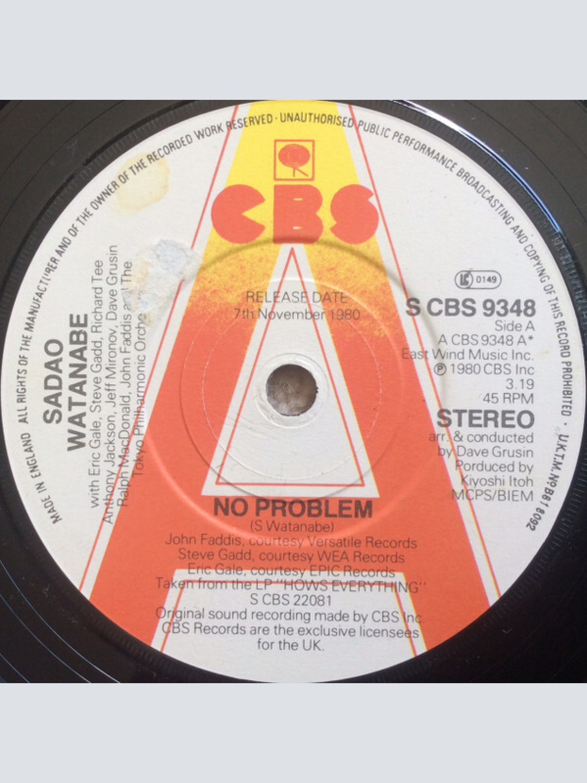 7", Single, Promo Sadao Watanabe With Eric Gale, Steve Gadd, Richard Tee, Ant...