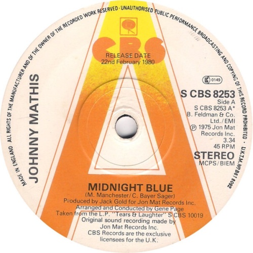 7", Single, Promo Johnny Mathis - Midnight Blue