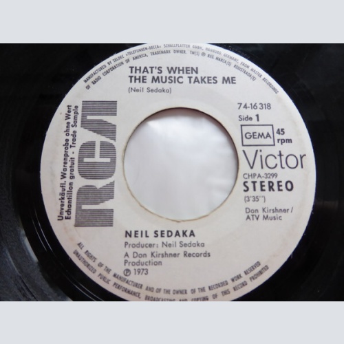7", Single, Promo Neil Sedaka - That's When The Music Takes Me
