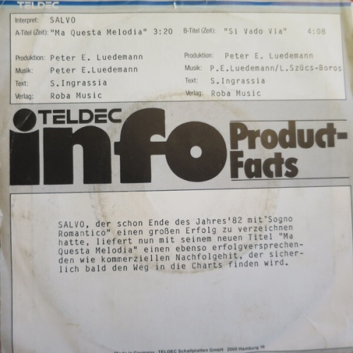 7", Single, Promo Salvo - Ma Questa Melodia / Si Vado Via