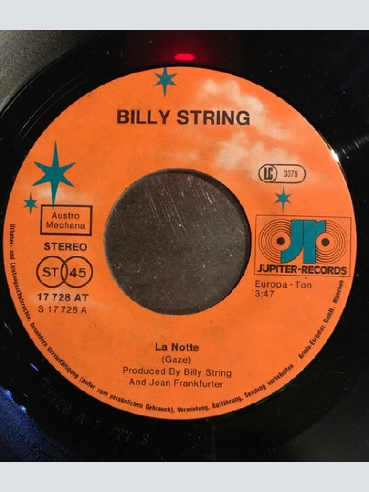 7", Single Billy String - La Notte