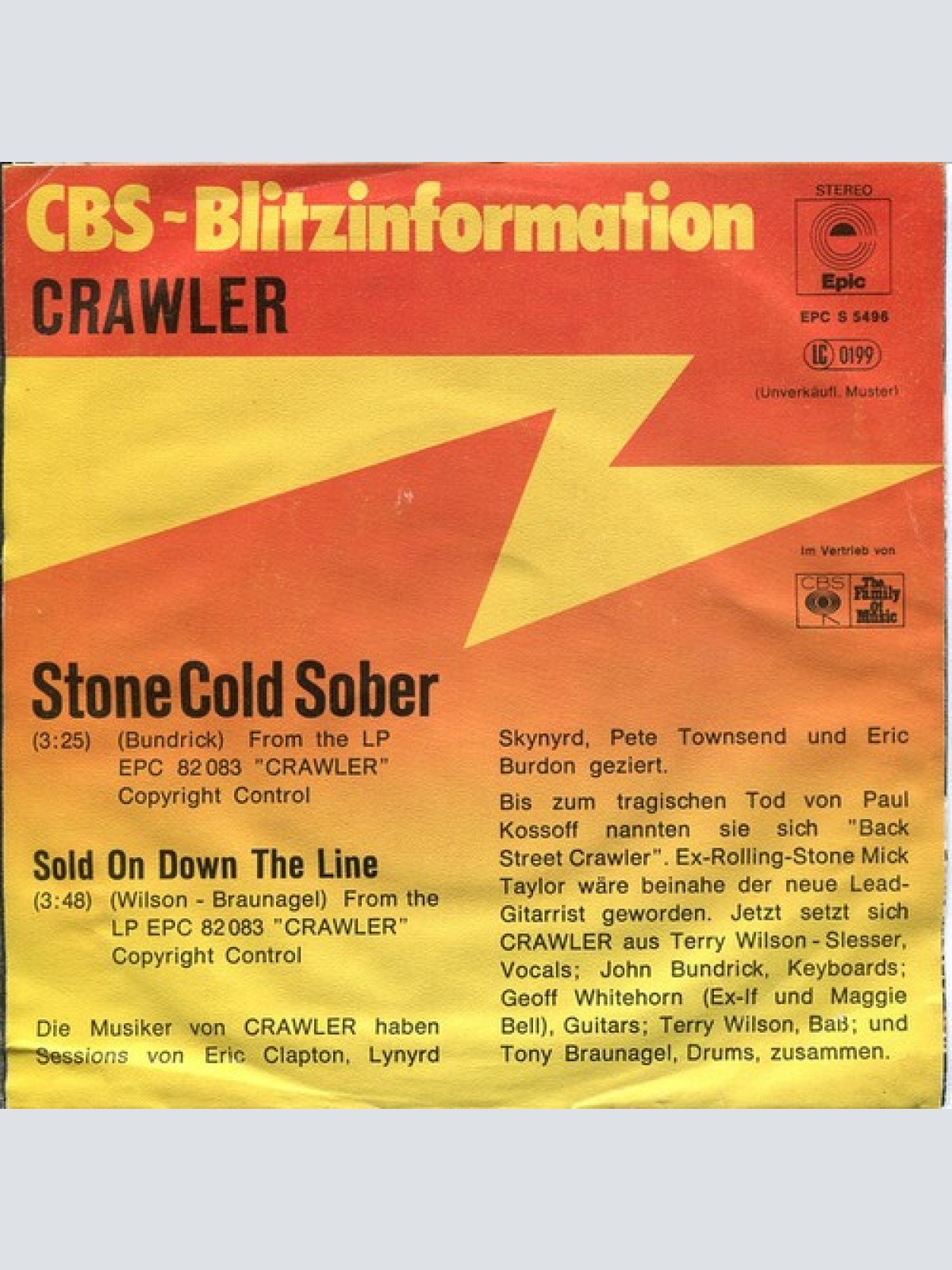 7", Promo Crawler - Stone Cold Sober