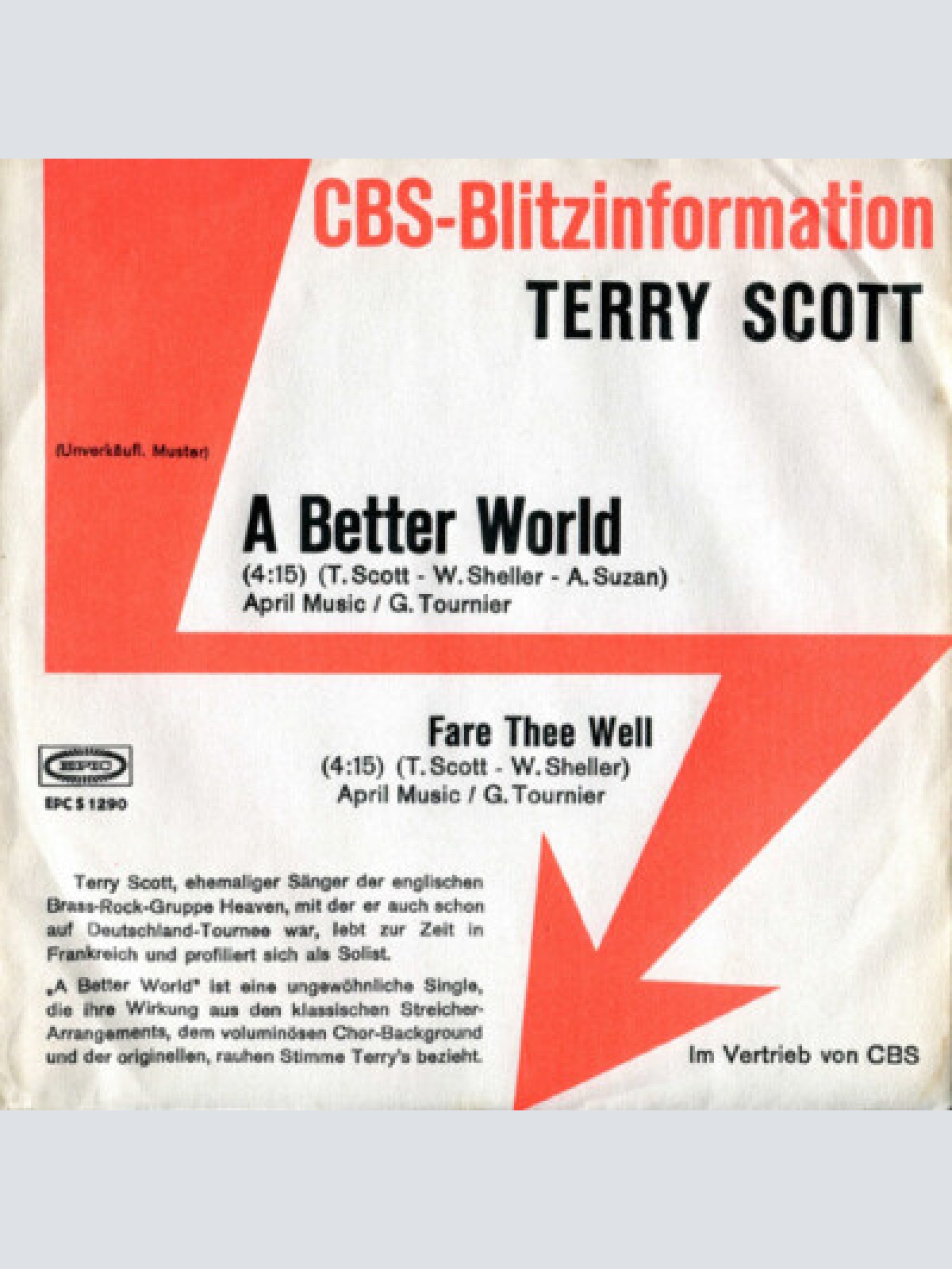 7", Single, Promo Terry Scott - A Better World / Fare Thee Well