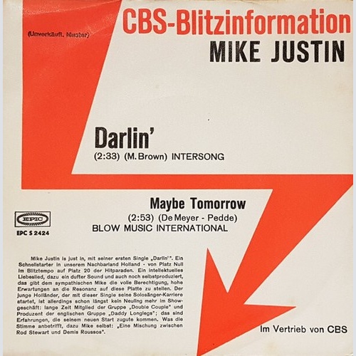 7", Single, Promo Mike Justin - Darlin'