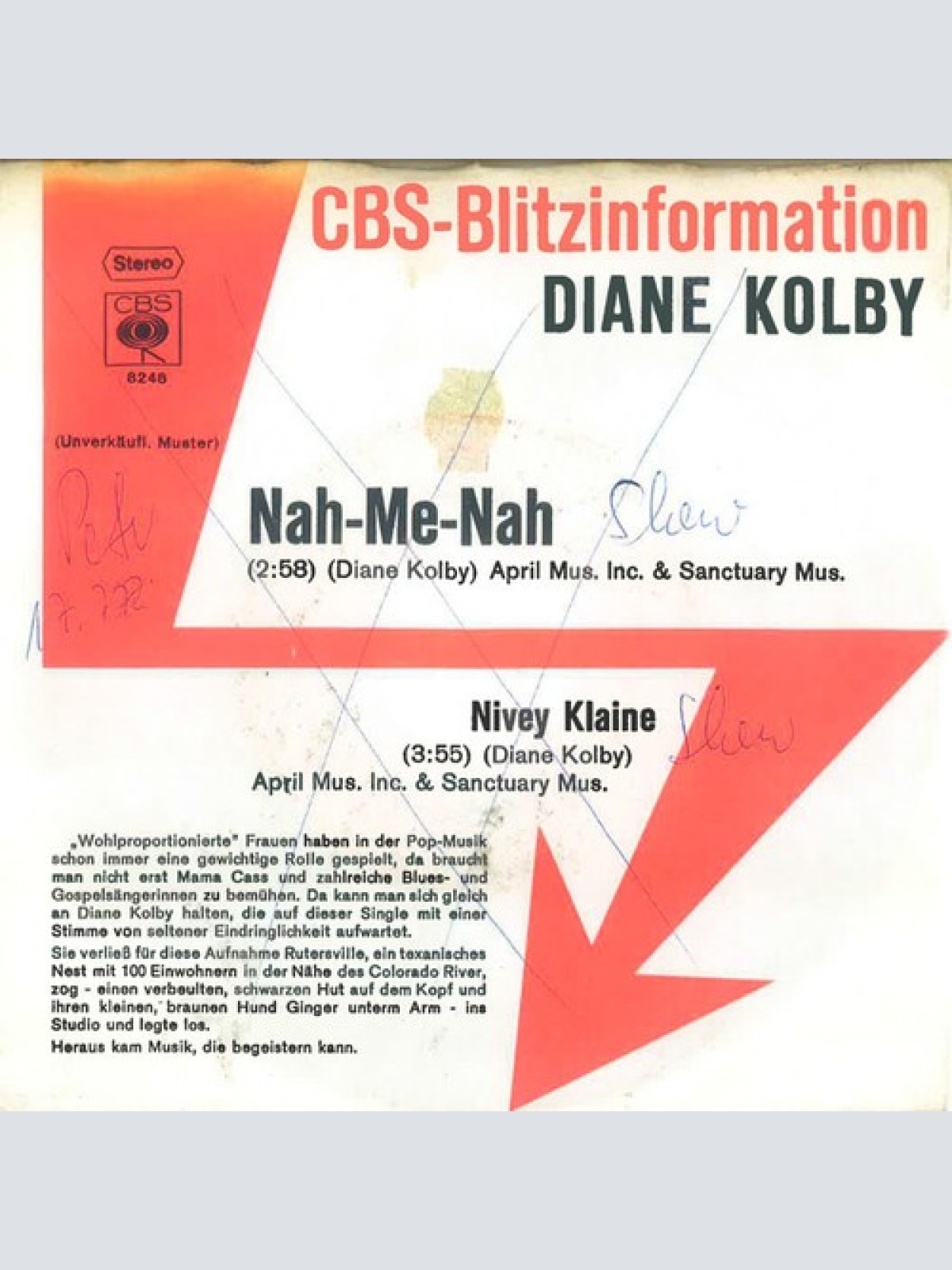7", Single, Promo Diane Kolby - Nah-Me-Nah