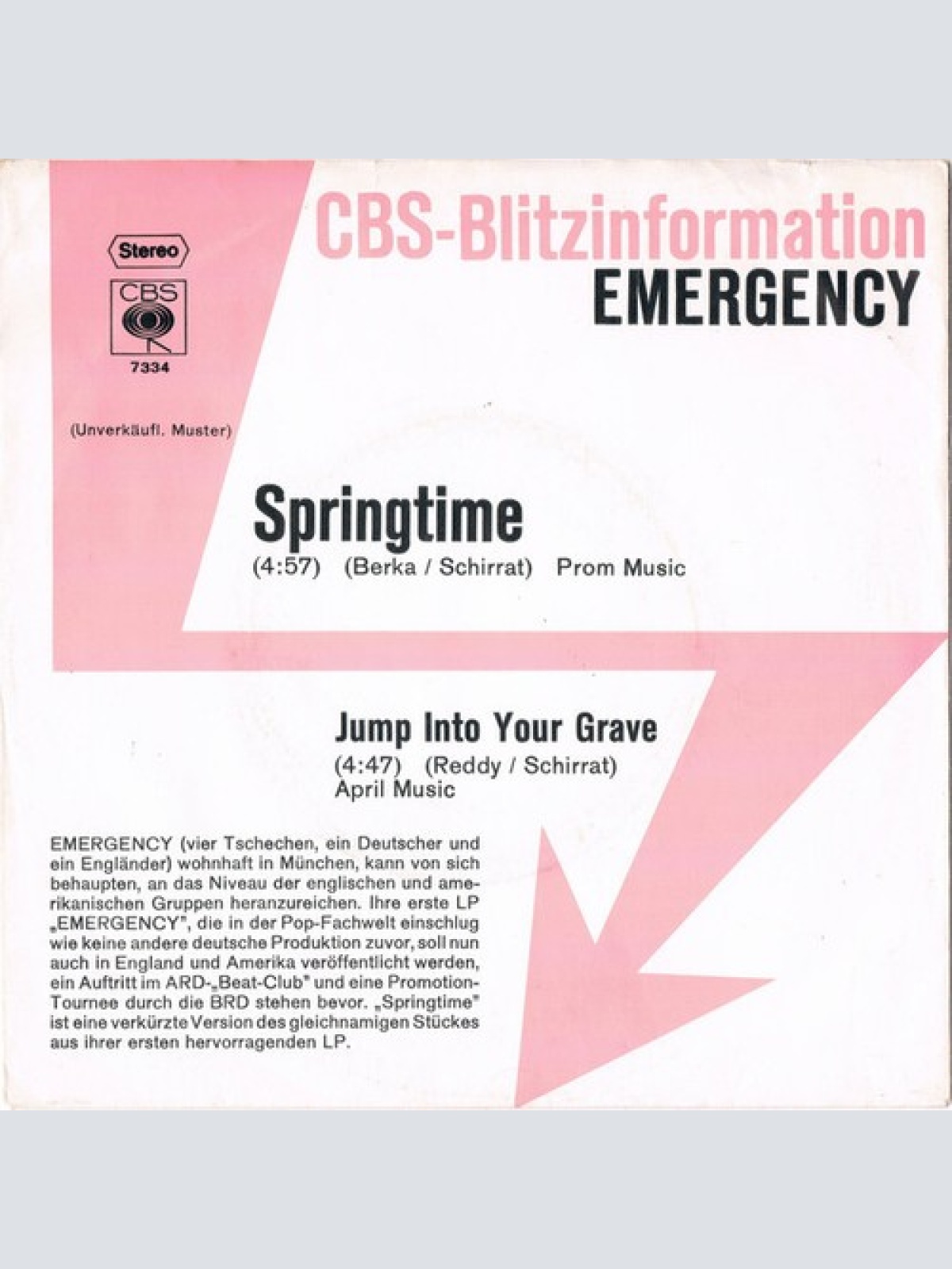7", Single, Promo Emergency (6) - Springtime / Jump Into Your Grave