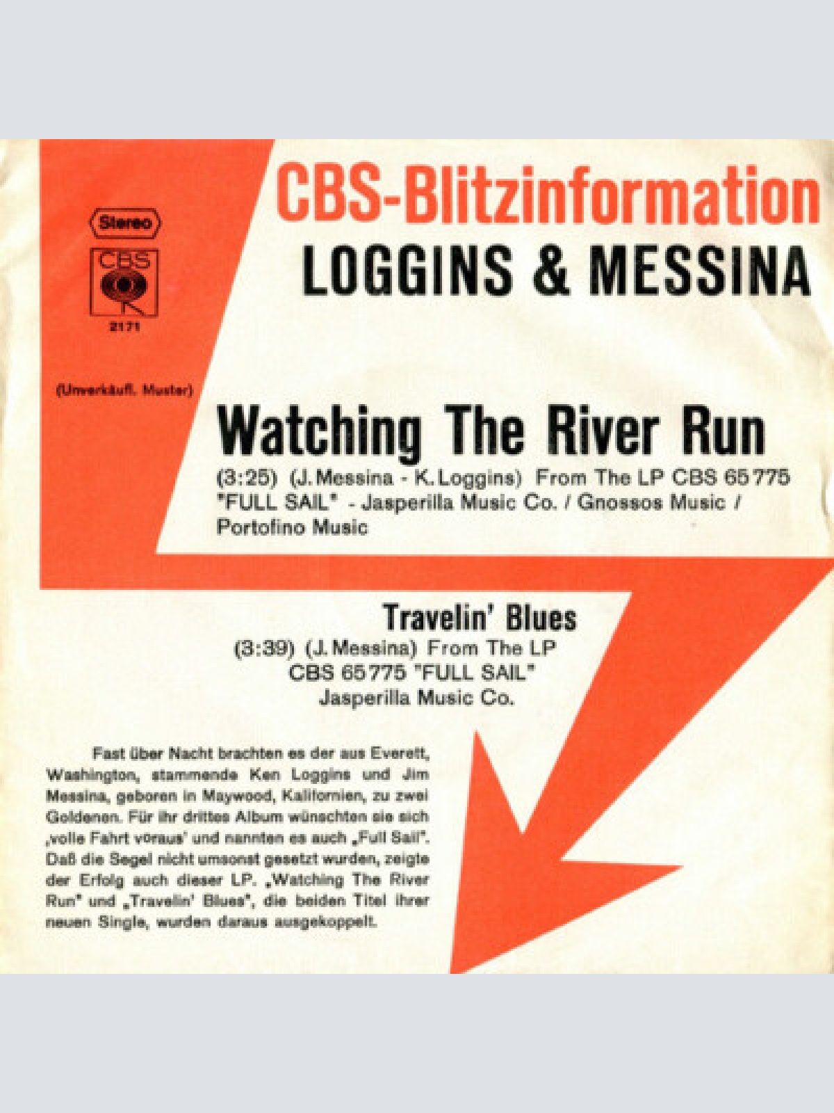 7", Single, Promo Loggins & Messina* - Watching The River Run