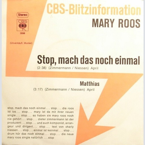 7", Single, Promo Mary Roos - Stop, Mach Das Noch Einmal