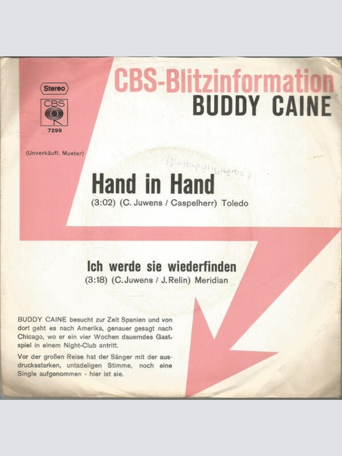7", Single, Promo Buddy Caine - Hand In Hand