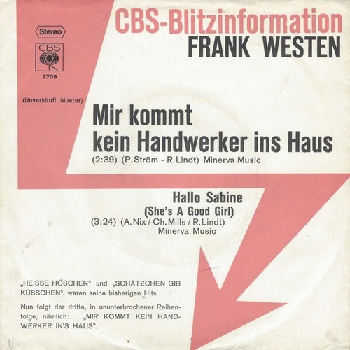7", Single, Promo Frank Westen - Mir Kommt Kein Handwerker Ins Haus